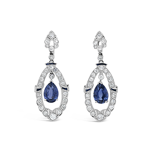 Sapphire & Diamond Dangle Earrings
