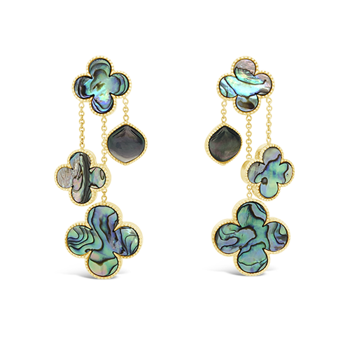 Clover Style Abalone Dangle Earrings