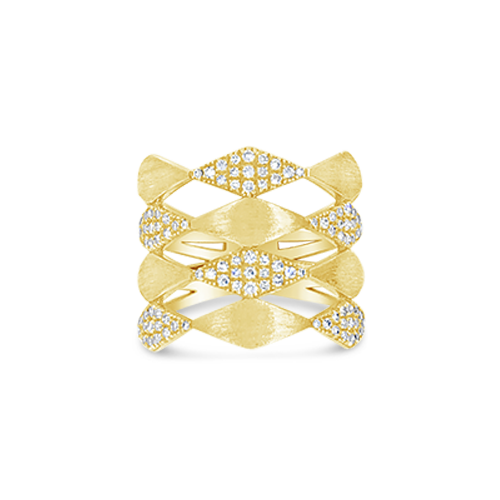 Diamond Harlequin Pattern Ring