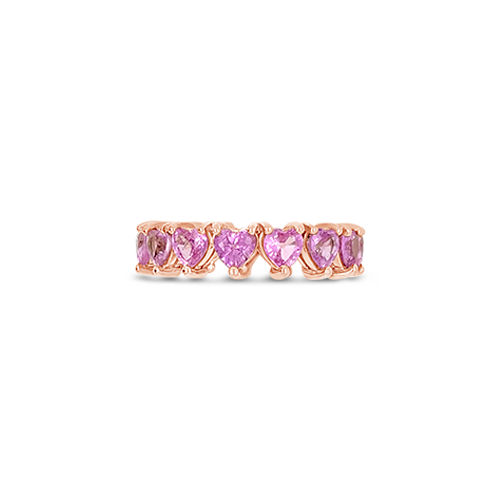 Heart Shaped Pink Sapphire Eternity Band