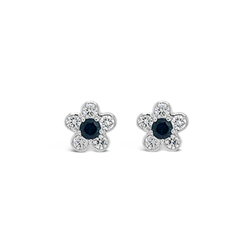 Sapphire & Diamond Flower Earrings