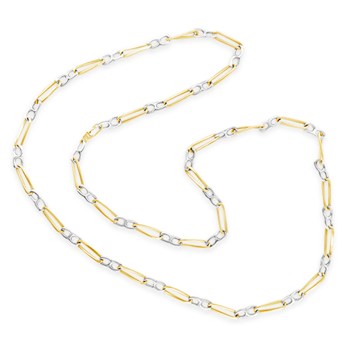 White & Yellow Gold Italian Chain Necklace