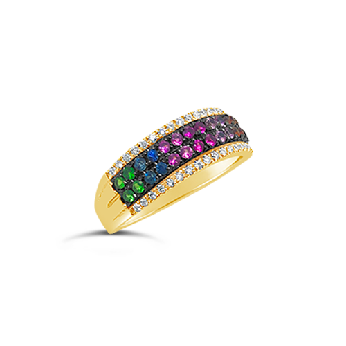 Multi-color Sapphire & Diamond Ring