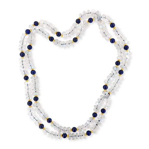 Moonstone & Lapis Bead Necklace