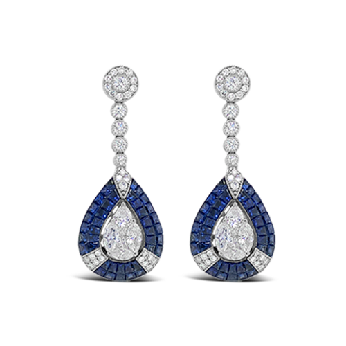 Sapphire & Diamond Dangle Earrings