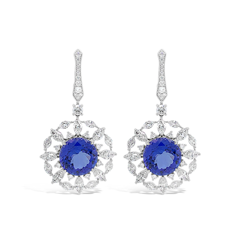 Tanzanite & Diamond Dangle Earrings