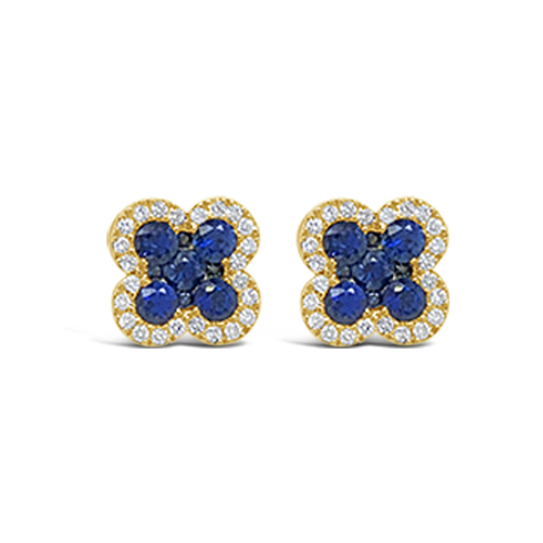 Sapphire & Diamond Clover Earrings