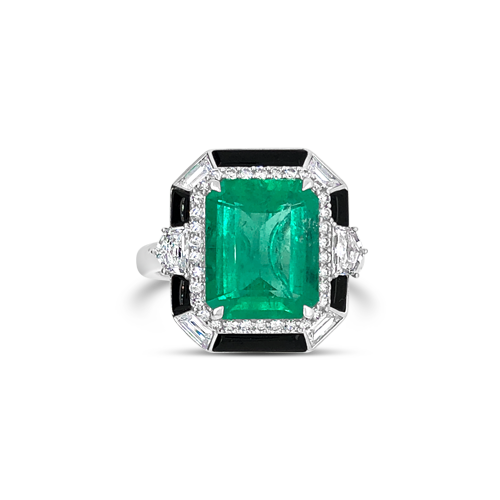 Emerald, Diamond & Onyx Ring