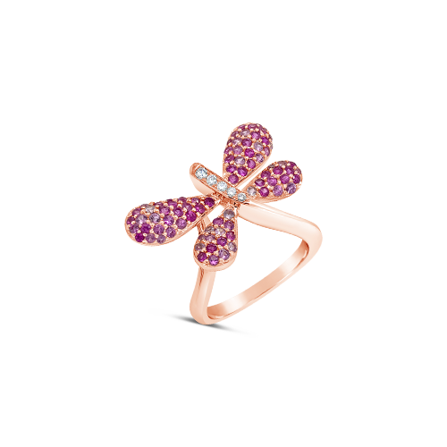 Pink Sapphire & Diamond Dragonfly Ring
