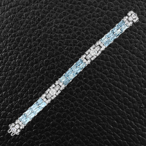 Aquamarine & Diamond Estate Bracelet