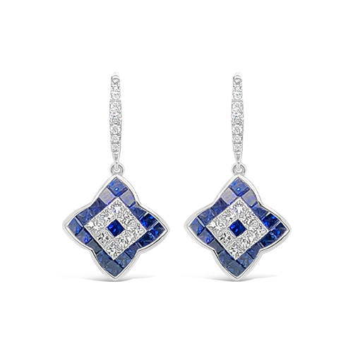 Sapphire & Diamond Dangle Earrings