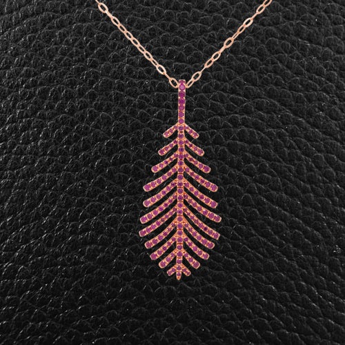 Ruby Feather Pendant