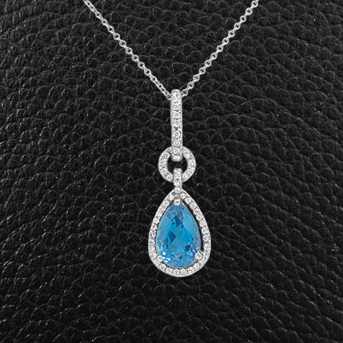 Blue Tourmaline & Diamond Pendant