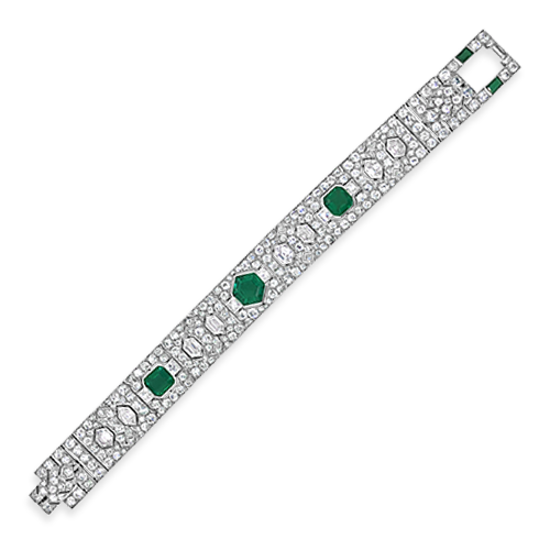 Emerald & Diamond Cartier Estate Bracelet