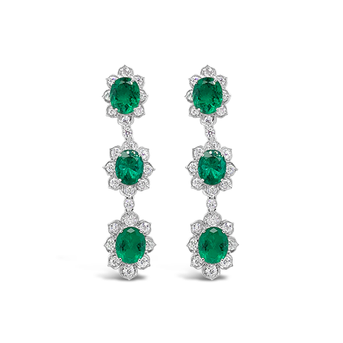 Emerald & Diamond Dangle Earrings