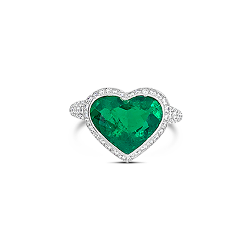 Heart Shaped Emerald & Diamond Ring – CRAIGER DRAKE DESIGNS®