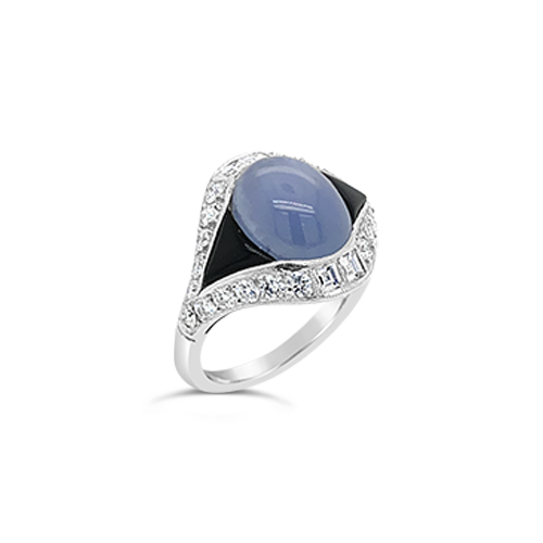 Star Sapphire & Diamond Ring