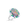 Opal, Emerald, Sapphire & Diamond Ring