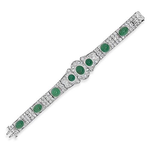 Art Deco Emerald & Diamond Estate Bracelet