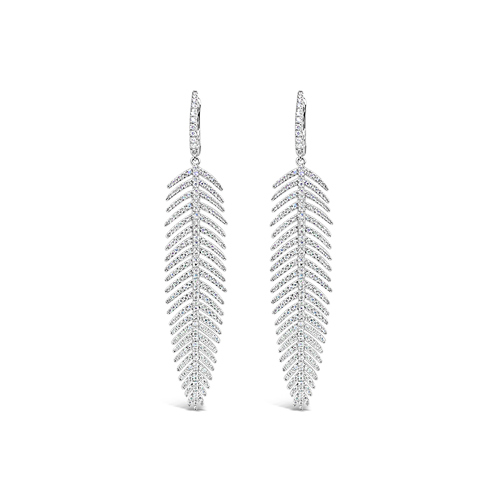 Diamond Feather Estate Earrings
