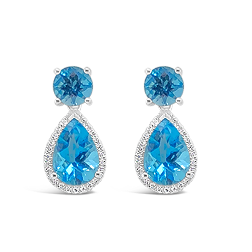 Swiss Blue Topaz & Diamond Earrings