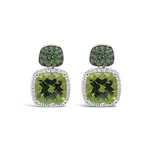 Peridot, Tsavorite & Diamond Earrings