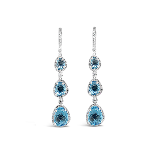 Blue Topaz & Diamond Dangle Earrings