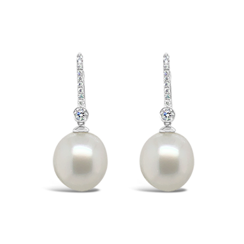 South Sea Pearl & Diamond Dangle Earrings