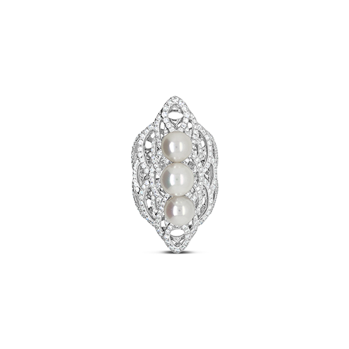 Triple Pearl & Diamond Ring
