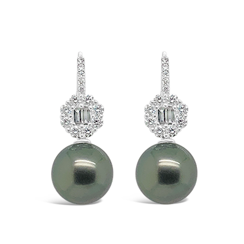 Tahitian Pearl & Diamond Earrings