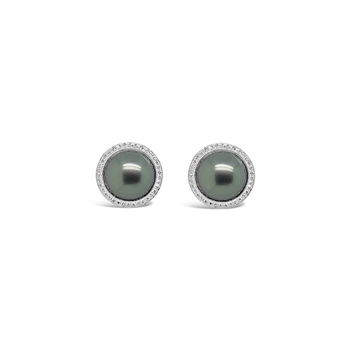Tahitian Pearl & Diamond Earrings