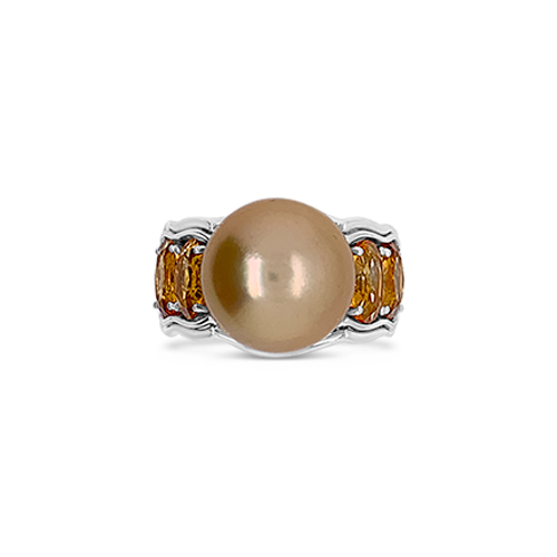 Golden Pearl & Citrine Ring
