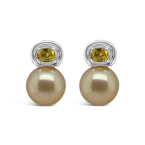 Golden Pearl & Yellow Sapphire Earrings