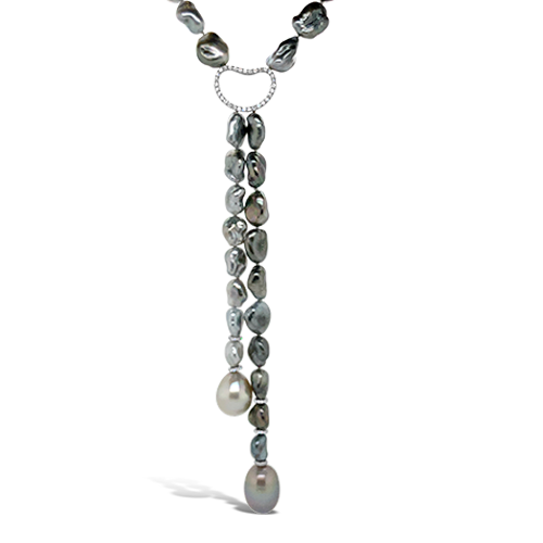 Keshi Pearl & Diamond Necklace