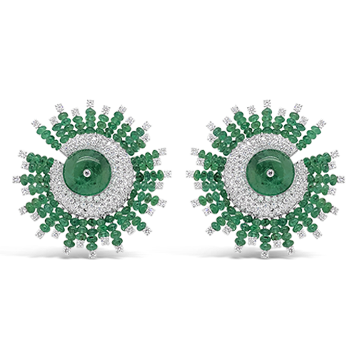 Emerald & Diamond Starburst Earrings