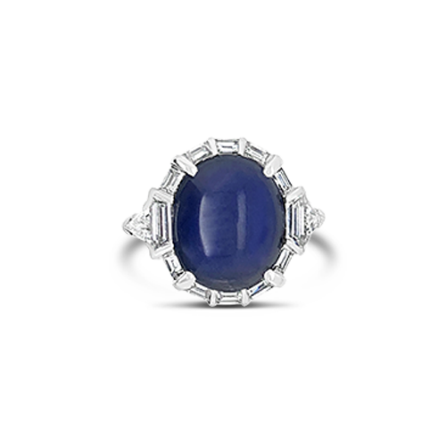 Star Sapphire & Diamond Ring