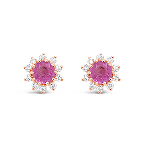 Pink Sapphire & Diamond Earrings