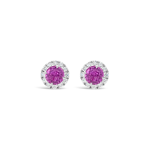 Pink Sapphire & Diamond Earrings