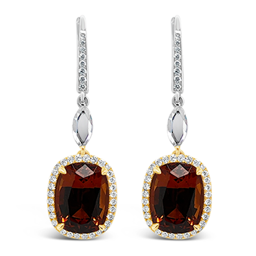Spessartite Garnet & Diamond Earrings
