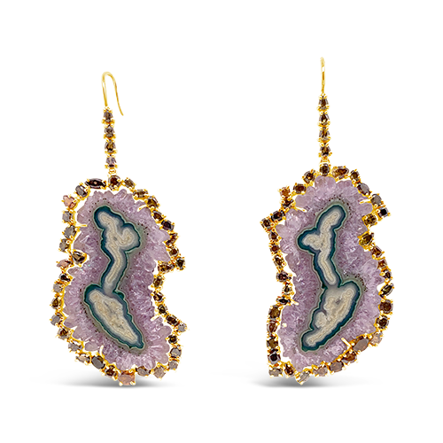 Amethyst Geode Slice Earrings