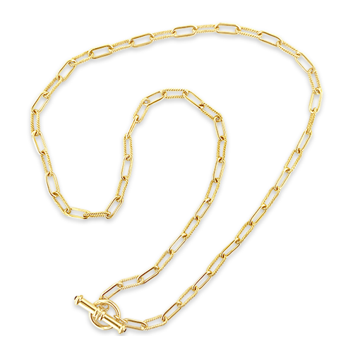 Twist & Plain Oval Link Gold Chain