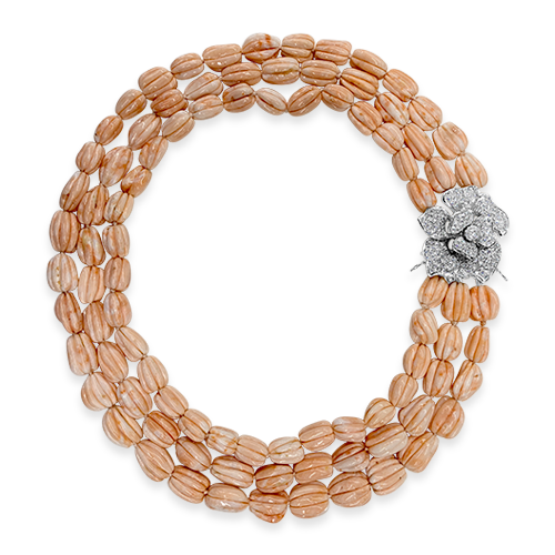 Angel Skin Coral & Diamond Necklace