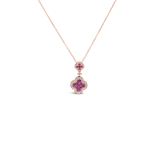 Pink Sapphire & Diamond Double Clover Pendant