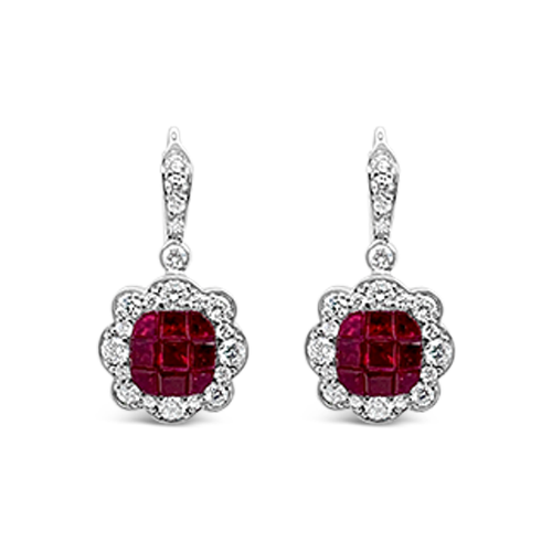 Ruby & Diamond Dangle Earrings