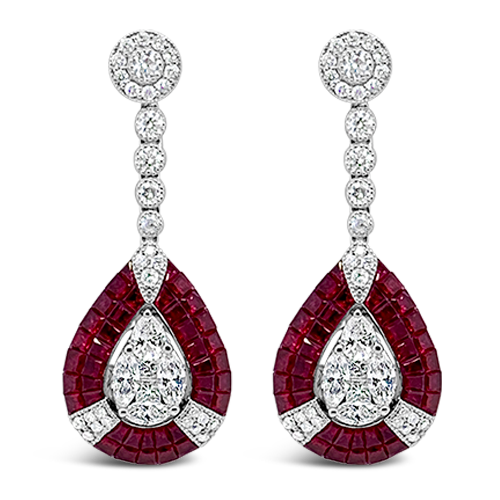 Ruby & Diamond Dangle Earrings