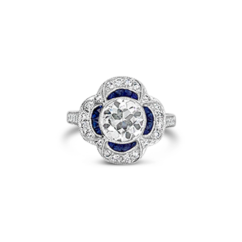 Diamond Ring with Sapphire Accents