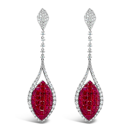 Ruby & Diamond Dangle Earrings