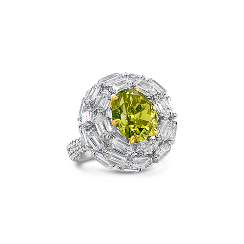Green-Yellow Diamond Ring