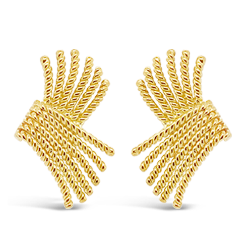 Gold Spray Design Estate Earrings