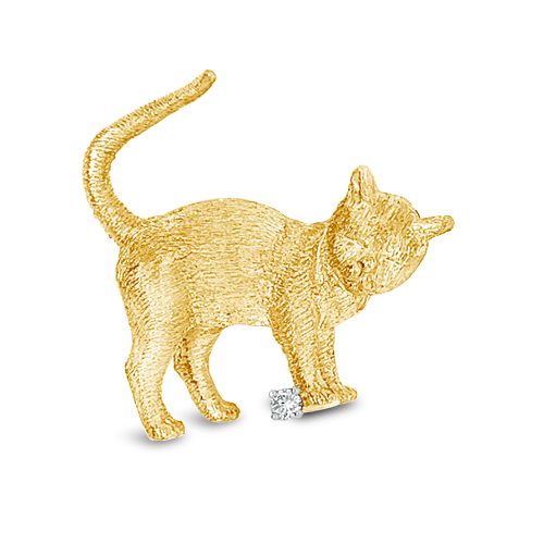 Gold & Diamond Estate Kitten Pin